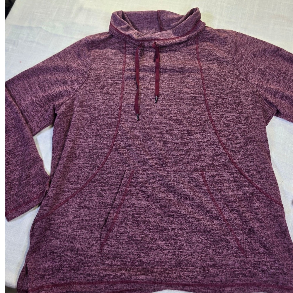 St. Johns Bay Womens XXL Cowl Neck Pullover Heather Burgundy Marl Sweatshirt